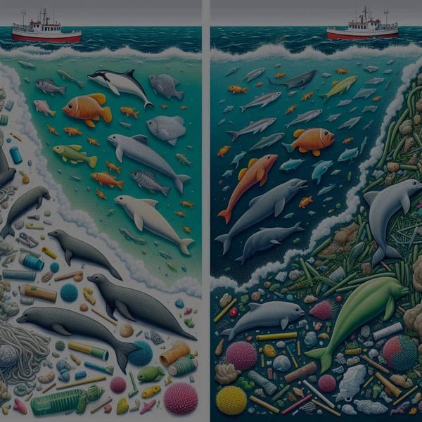 How do microplastics affect marine wildlife along the UK's coastal regions?